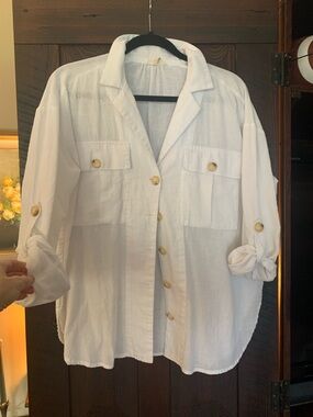 entro White Linen-Look Button Shirt